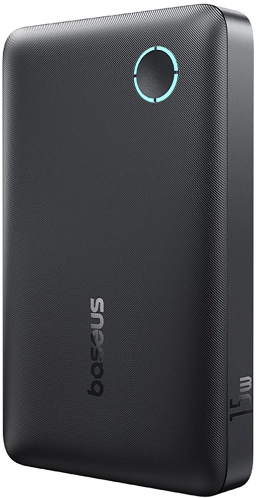 Baseus EnerFill FP11 išorinė baterija (Power Bank) 10000mAh 15W (su juodu Simple USB-C – USB-C 20V/3A 30cm laidu) – juoda