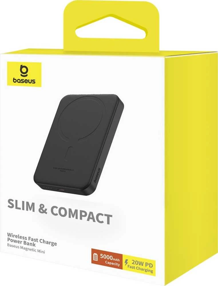 Magnetinis Mini Powerbank Baseus 5000mAh 20W (juodas)