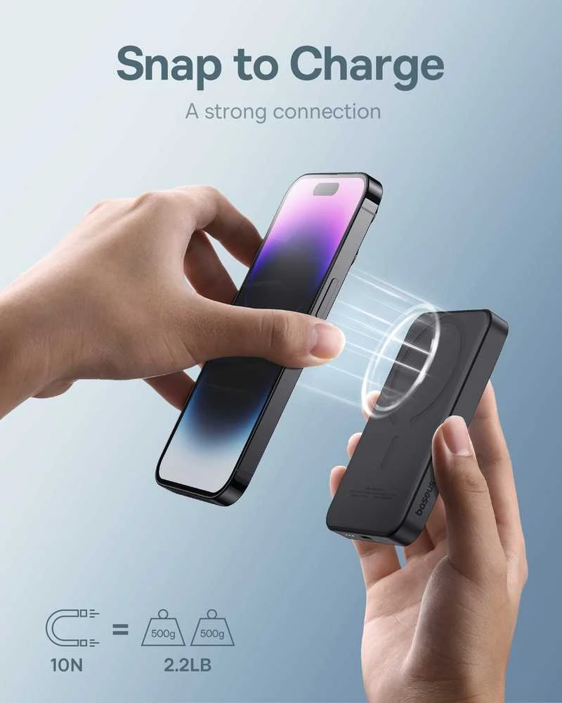 Magnetinis Mini Powerbank Baseus 5000mAh 20W (juodas)