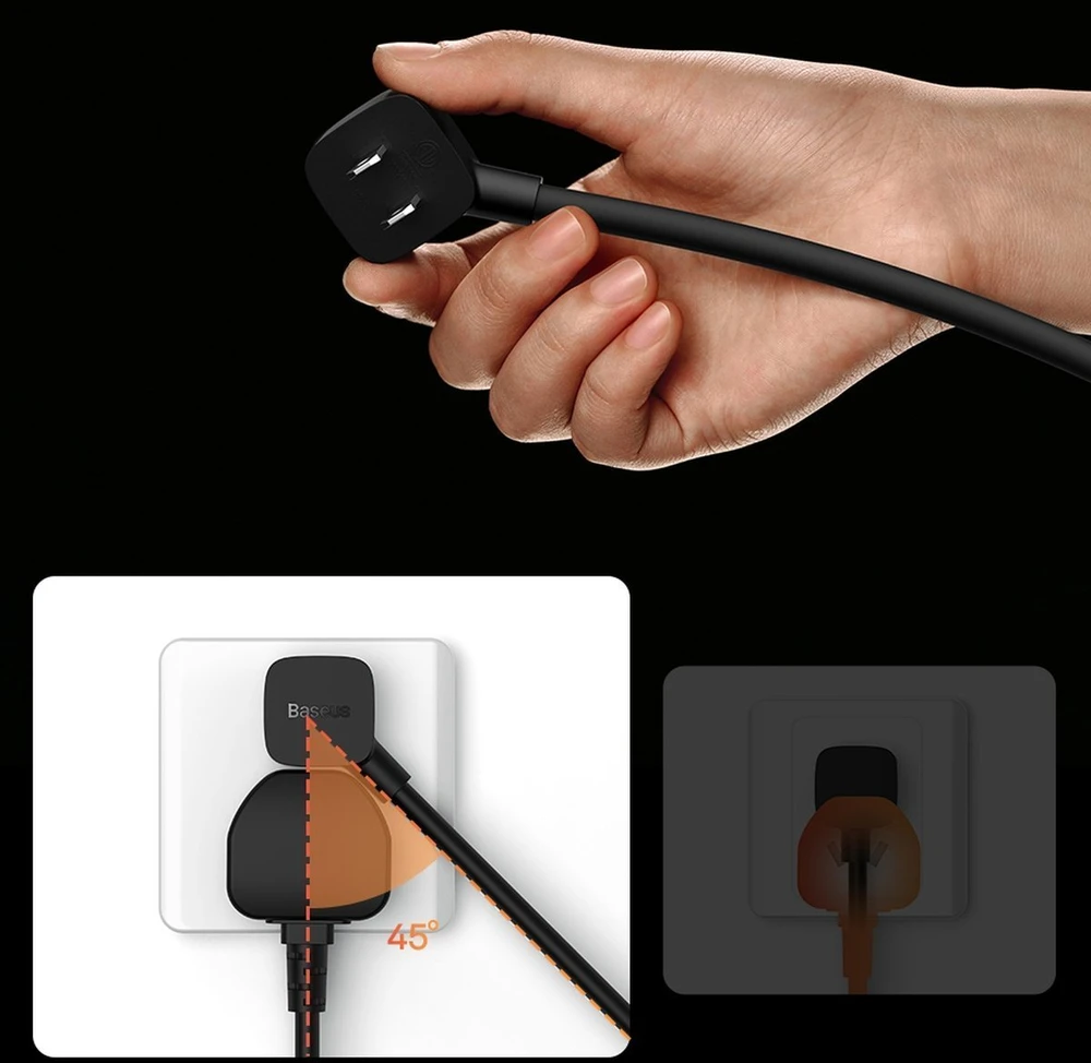 Baseus PowerCombo ilgintuvas su mini elektros lizdų juosta 1 m juoda (tinklo adapteris EU ir UK)(PSMN000301) (187753444)