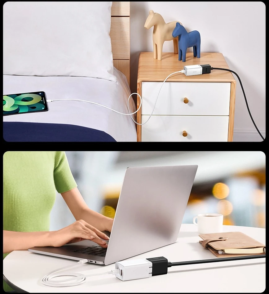 Baseus PowerCombo ilgintuvas su mini elektros lizdų juosta 1 m juoda (tinklo adapteris EU ir UK)(PSMN000301) (187753444)