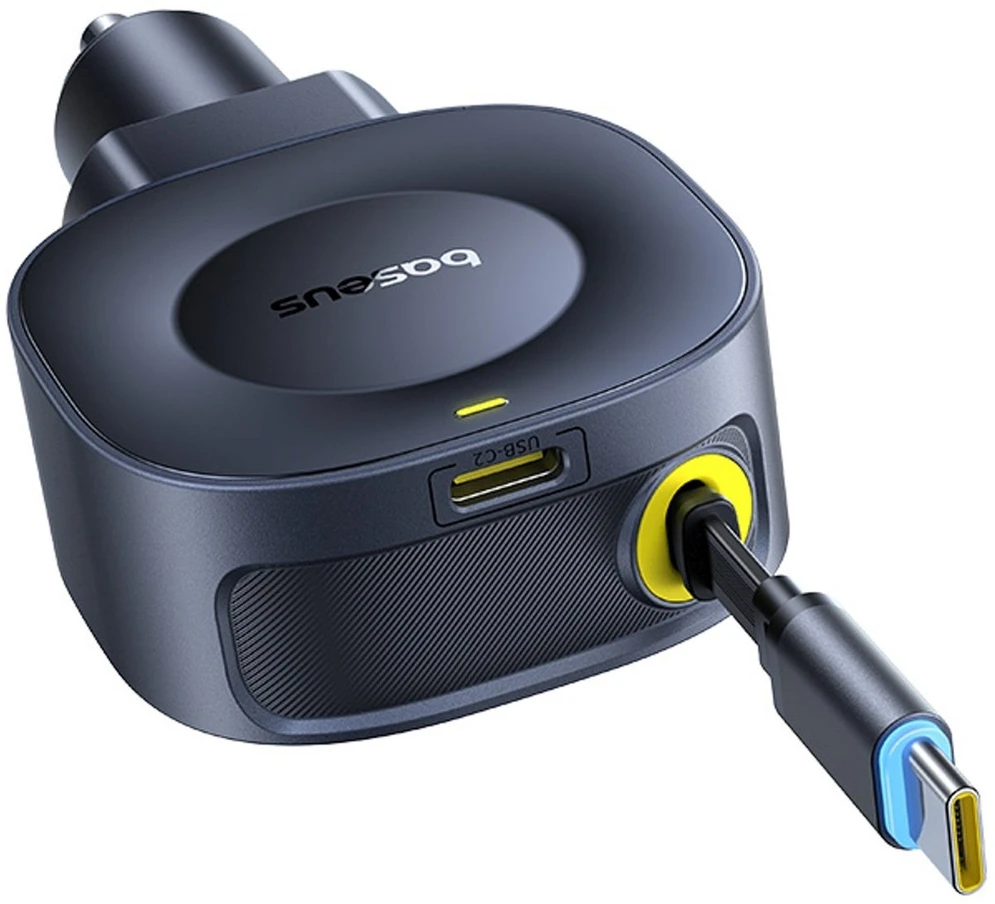 Baseus Automobilinis įkroviklis 12-24V 45W USB-C PD su ištraukiamu 0.8m USB-C laidu PrimeTrip VR2, juodas