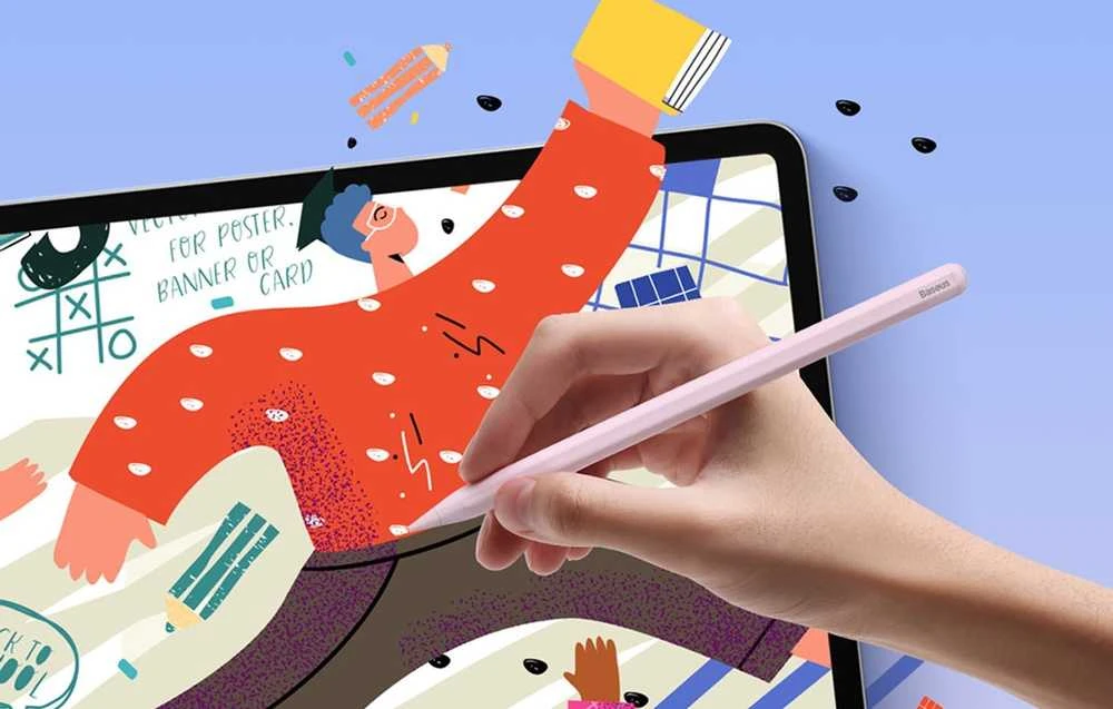 Belaidžio įkrovimo rašiklis telefonui / planšetiniam kompiuteriui Baseus Smooth Writing (rožinė)