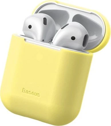 Dėklas Baseus Ultrathin Silica Gel Airpods 1/2 geltonas
