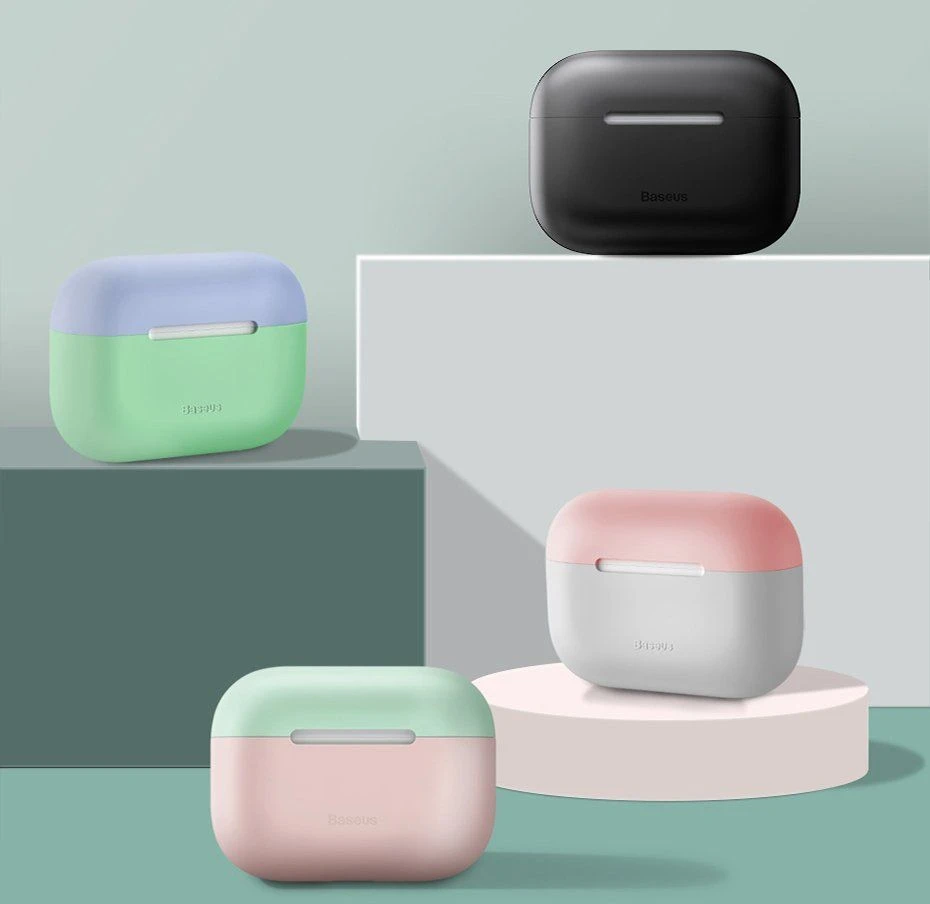 „Baseus“ silikagelio dėklo apsauga, skirta „Apple Airpods Pro“, rožinė (WIAPPOD-ABZ04)