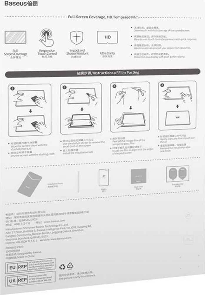Baseus Crystal Tempered Glass 0.3 mm, skirtas planšetiniam kompiuteriui Huawei MatePad / MatePad Pro 10.8"