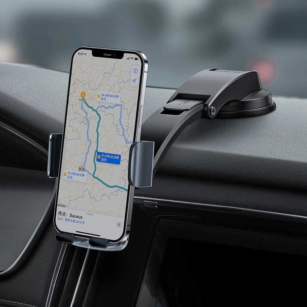 Baseus Easy Control Clamp automobilinis telefono laikiklis grotelėms arba prietaisų skydeliui – Juodas
