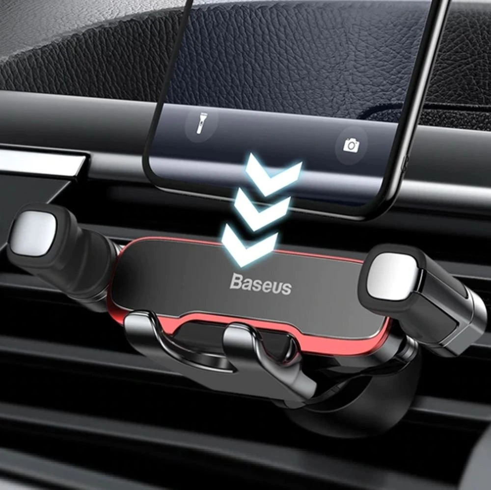 Baseus automobilinis laikiklis Mr Hui juodas, skirtas tvirtinti prie automobilio grotelių