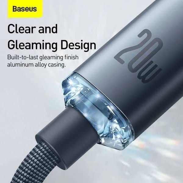 Baseus Crystal kabelis USB-C - Lightning 20W PD 1.2m - Juodas