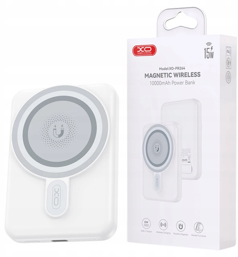 XO power bank magnetic PR264 20W 10000mAh baltos spalvos