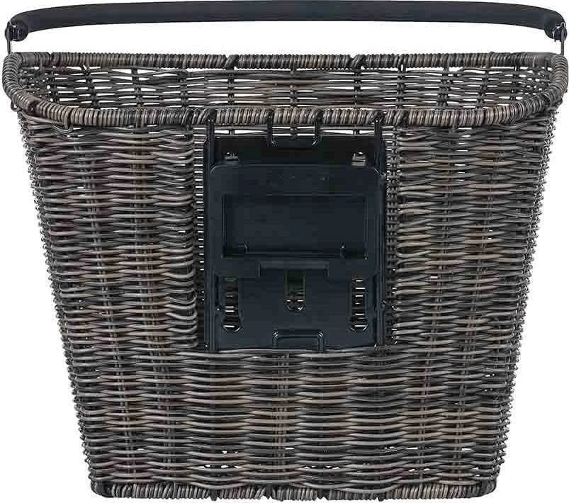 Basil Vairo krepšelis BASIL BREMEN RATTAN LOOK KF rotangas + Tvirtinimo plokštė BASIL KLICKFIX ADAPTER PLATE vairo tvirtinimo sistema nuimama (be kronšteino) gamtos ruda (NAUJIENA)