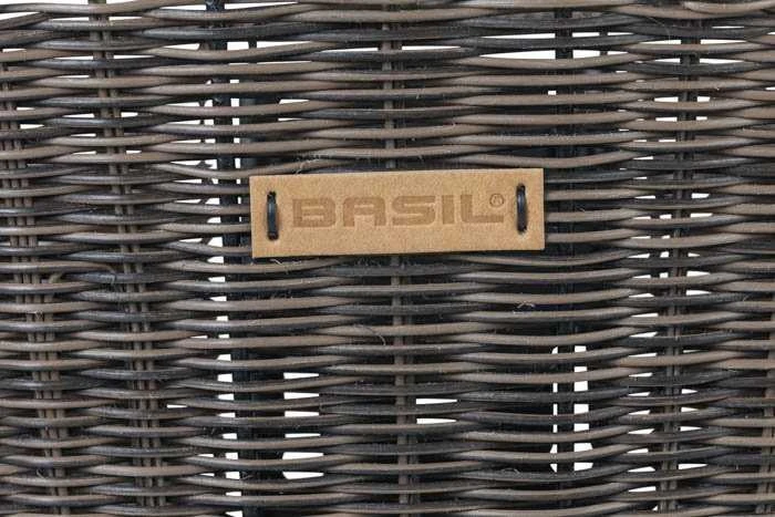 Basil Vairo krepšelis BASIL BREMEN RATTAN LOOK KF rotangas + Tvirtinimo plokštė BASIL KLICKFIX ADAPTER PLATE vairo tvirtinimo sistema nuimama (be kronšteino) gamtos ruda (NAUJIENA)