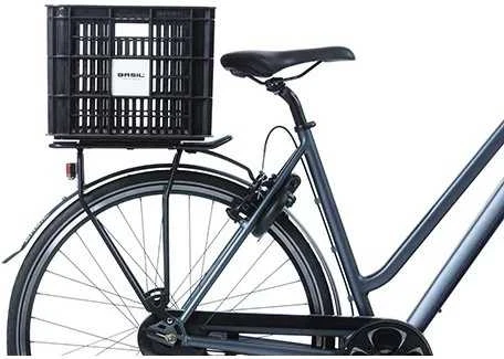 Plastikinė dviratė dėžė Basil - Dviratė modelis Crate - Juoda - Palaikymas pridedamas - 25L - Poilsio dviratis