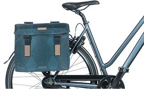 Basil Dviejų skyrių bagažinės krepšys BASIL ELEGANCE DOUBLE PANNIER BAG 40-49 Universal Bridge System, vandeniui atsparus estate mėlynas