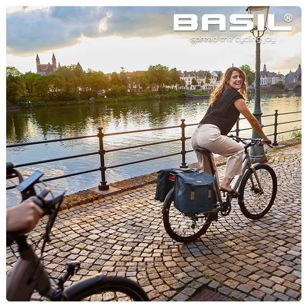 Basil Bagažinės krepšys BASIL ELEGANCE DOUBLE PANNIER BAG 40-49 Universal Bridge System, neperšlampamas taupe chateau