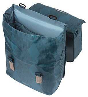 Basil Dviejų skyrių bagažinės krepšys BASIL ELEGANCE DOUBLE PANNIER BAG 40-49 Universal Bridge System, vandeniui atsparus estate mėlynas