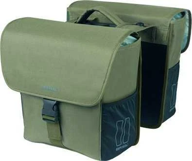 Basil Sakwy GO DOUBLE BAG, MIK su adapteriu tvirtinimui, 32L, Tamsiai žalia (NAUJA 2025)