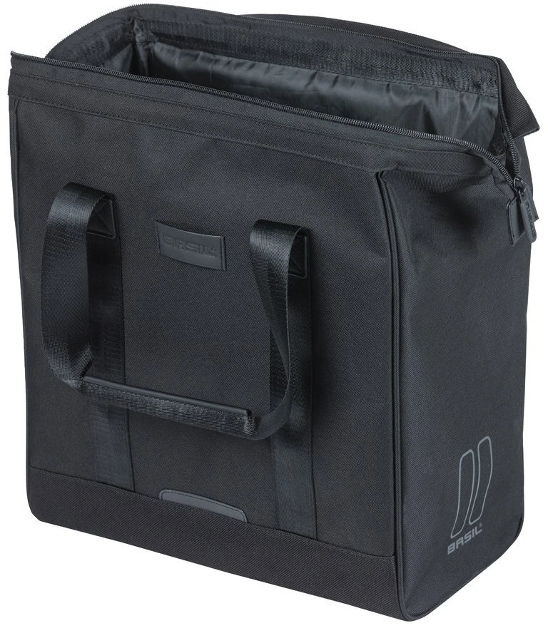 Basil Miesto kuprinė vienvietė BASIL GRAND BICYCLE SHOPPER 23L, MIK Hooks System, neperšlampama juoda (NEW 2026)