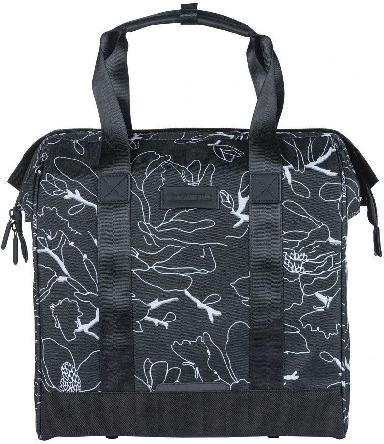Basil Miesto kuprinė vienvietė BASIL GRAND FLOWER BICYCLE SHOPPER 23L, MIK Hooks System, juoda
