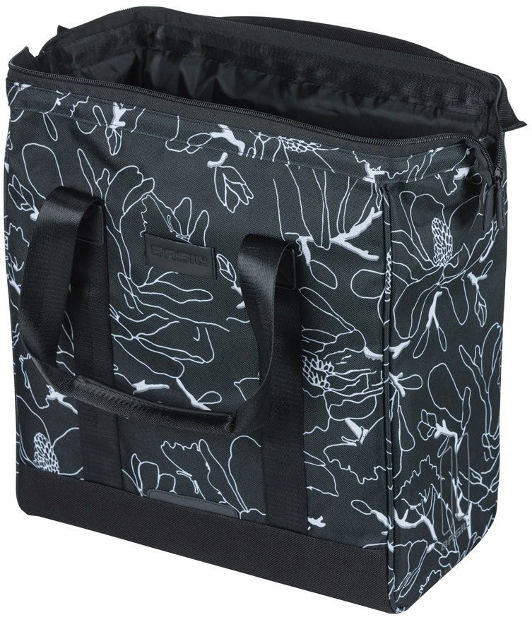 Basil Miesto kuprinė vienvietė BASIL GRAND FLOWER BICYCLE SHOPPER 23L, MIK Hooks System, juoda
