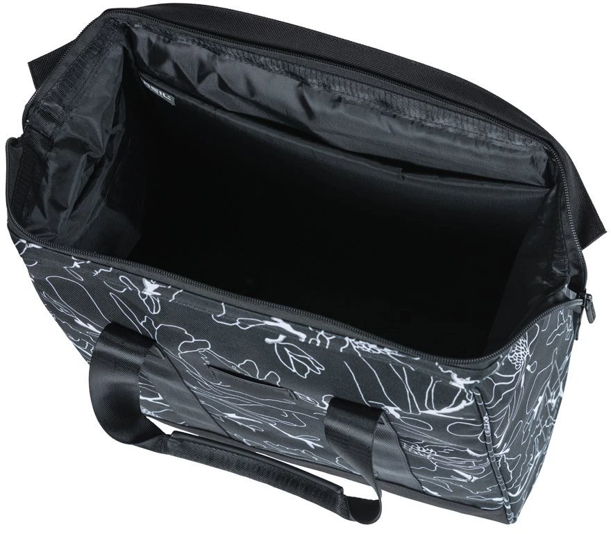 Basil Miesto kuprinė vienvietė BASIL GRAND FLOWER BICYCLE SHOPPER 23L, MIK Hooks System, juoda