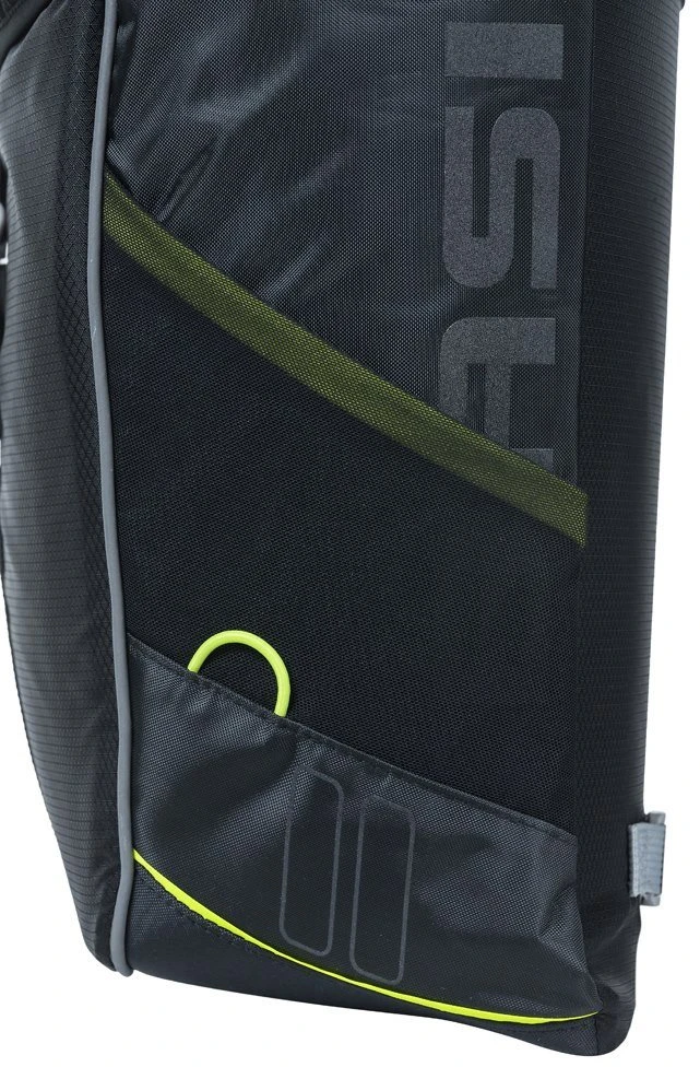 Basil Dviejų dalių dviračio bagažinės krepšys BASIL MILES DOUBLE PANNIER BAG MIK 34L, MIK sistema (paruošta naudoti), 100 % atsparus vandeniui, juoda su lime