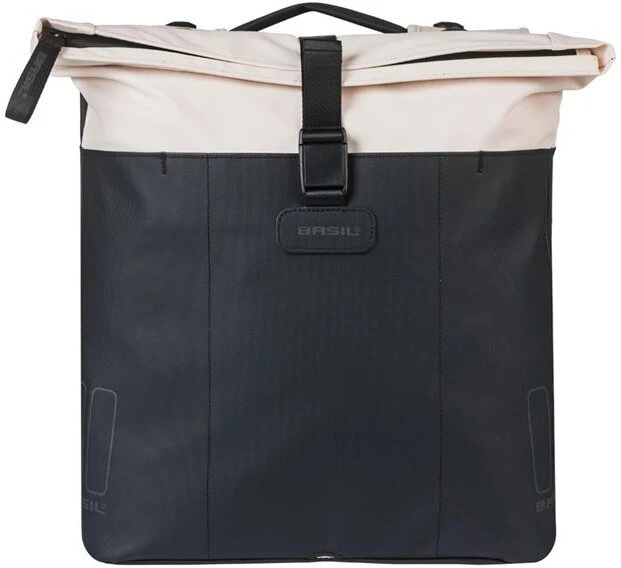 Baziliko krepšys-maišas BASIL VIVE DVIGUBAS DELTA-PANNIER krepšys 28-35 l, MIK sistema (paruoštas naudoti), balkšvas/juodas