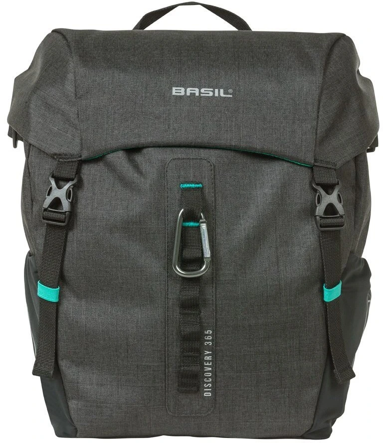 Basil Baziliko krepšys-maišelis „DISCOVERY 365D SINGLE PANNIER BAG M 9L“, MIK kabliukų sistema, juodas, „melee“ (BAS-18283)