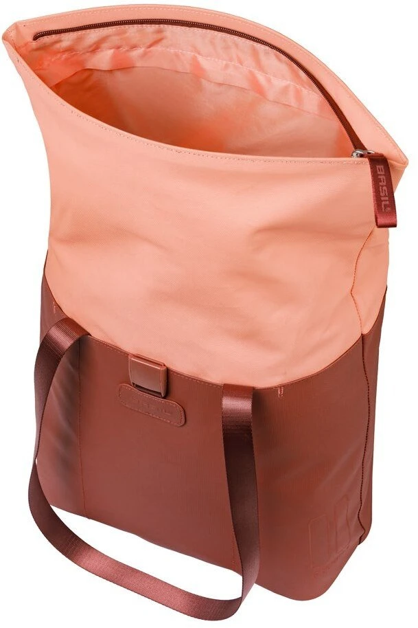 Basil BASIL VIVE BICYCLE SHOPPER viengubas krepšys, MIK kabliai, 15–20 l, vandeniui atsparus, bordo/rožinis