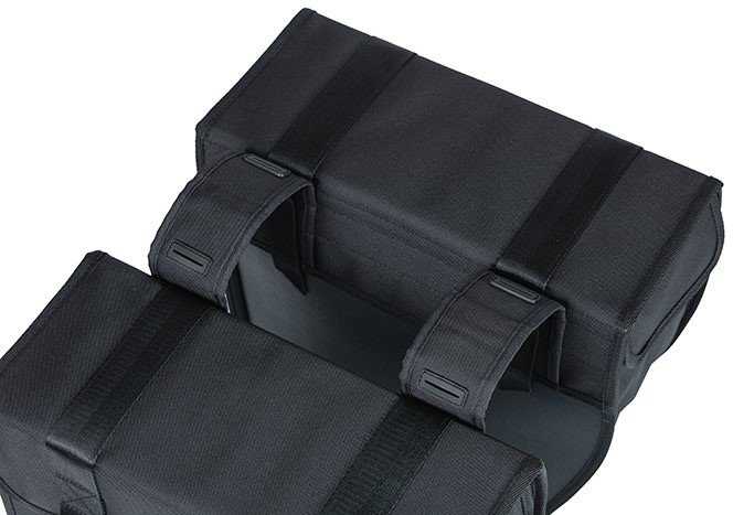 Basil Dviejų skyrių miesto kuprinė BASIL TOUR DOUBLE PANNIER BAG XL 35L, Universal Bridge System, atsparus vandeniui juoda