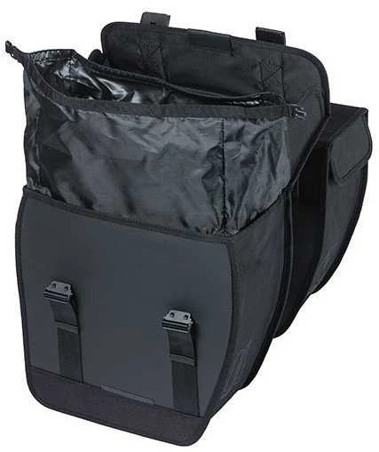 Basil Dviračio sakvo dviguba BASIL TOUR XL WATERPROOF DOUBLE PANNIER BAG 35L, Universal Bridge System, atspari vandeniui juoda (NEW)