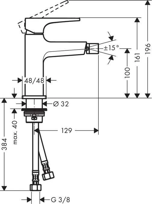 Hansgrohe bidē maisītājs Metropol Loop, ar push-open, hroms