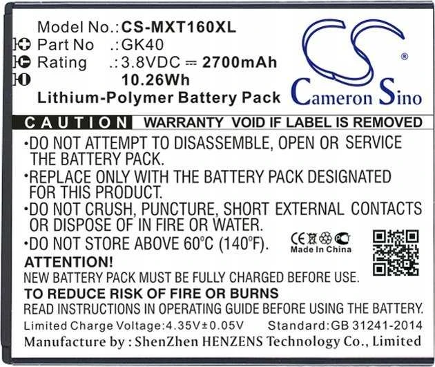 Bateria Cameron Sino Akumuliatorius Bateria Typu Gk40 Snn5967a Snn5967b Do Telefonu Motorola Moto G4 G5 E3 E4 E5 / Cs-mxt160xl