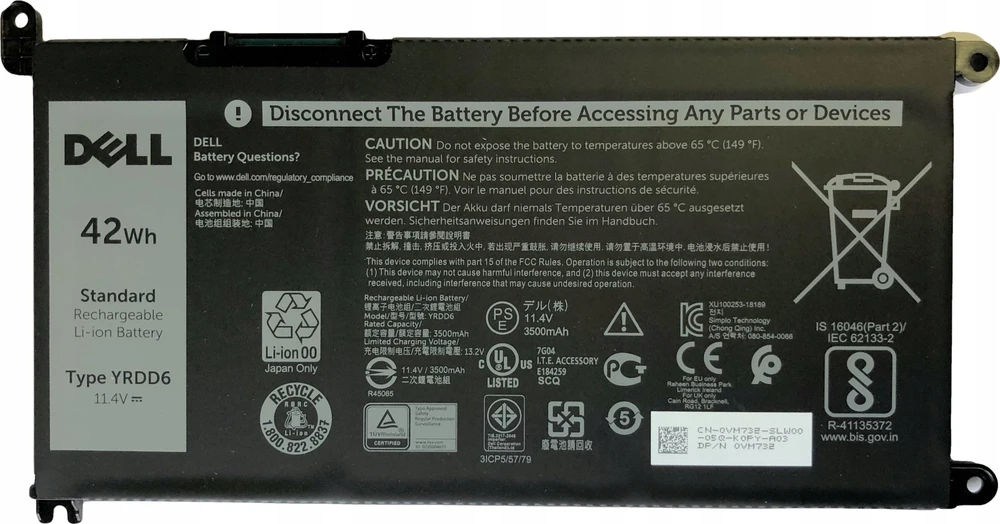 Bateria Dell 3-cell 42W/HR LI-ION for