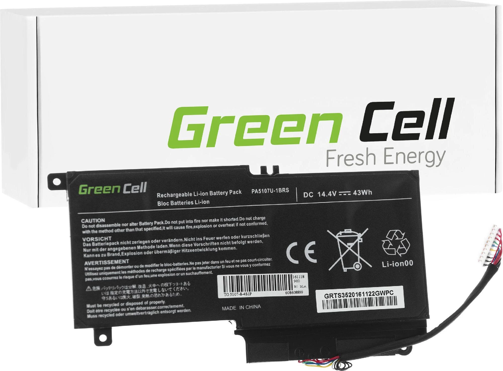Green Cell Žalias Cell Baterija Žalias Cell PA5107U-1BRS skirta Toshiba Satellite L50-A L50-A-1EK L50