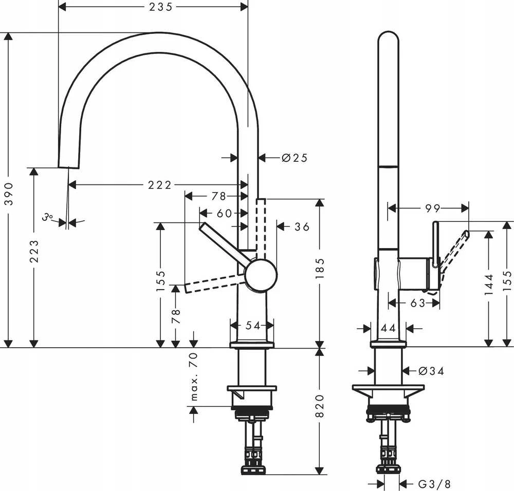 Virtuvinis maišytuvas Hansgrohe TALIS M54 72843670 (juodas matinis)