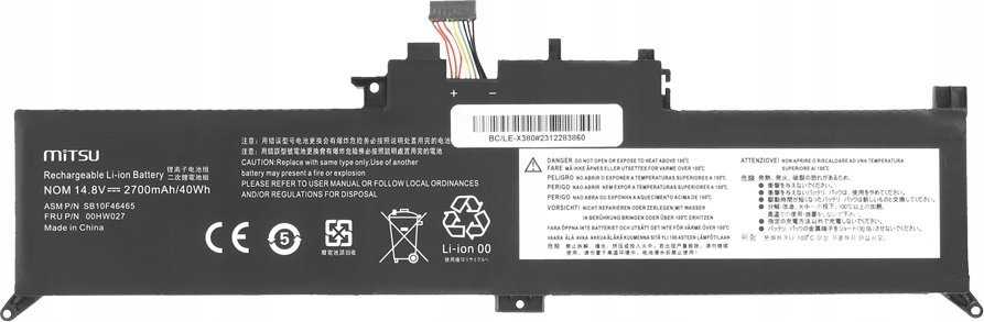 Baterija Mitsu Baterija 00HW027 01AV434, skirta Lenovo ThinkPad Yoga 260 370 X380