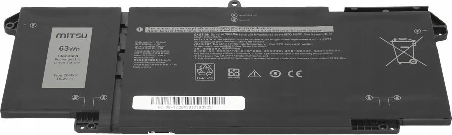 Mitsu Bateria 7fmxv do dell latitude 5320 7320 7420 7520 - 15.2v 3600 mah (55 wh) 15.2v