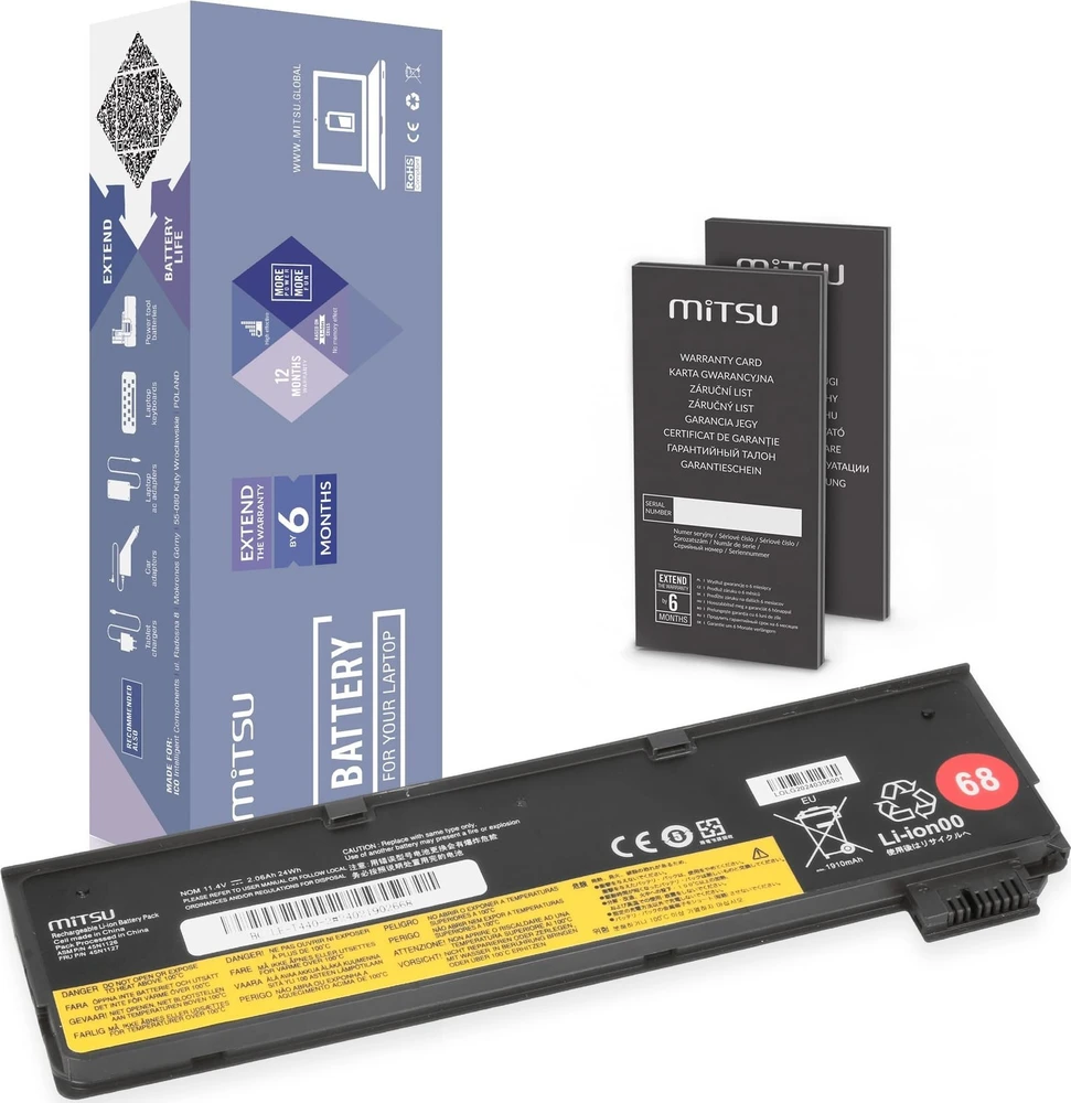 Mitsu Baterija 45N1126 45N1127 do Lenovo ThinkPad T440 T450s X240 X260 L450 L460 2060 mAh (24 Wh) 11,4 V