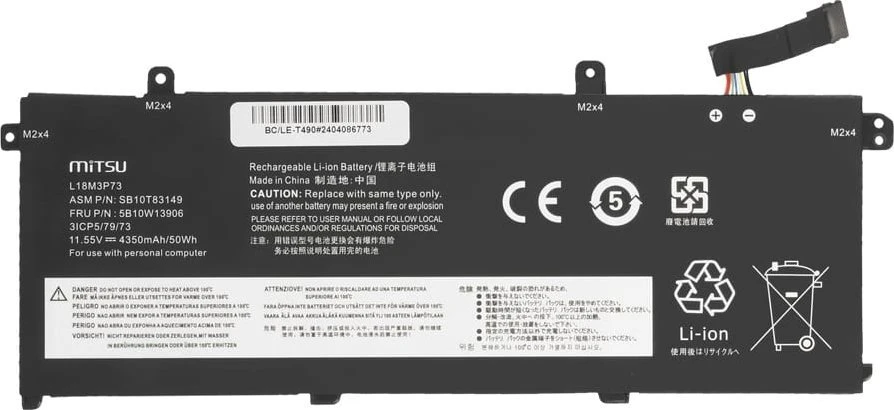Mitsu Baterija l18m3p73 do lenovo thinkpad t490 t495 p43s p14s 4350 mah (50 wh) 11,55v
