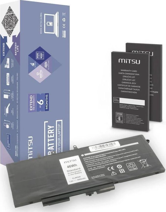 Nešiojamo kompiuterio akumuliatorius Mitsu BC/DE-5490 (6000 mAh (46 Wh) 7.6V (7.4) V 4 cells Li-Ion