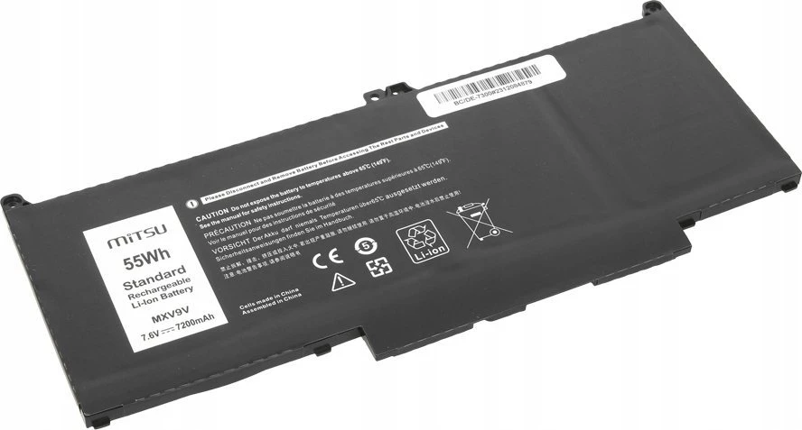 Mitsu Bateria MXV9V do Dell Latitude 5300 5310 7300 7400 7200 mAh (55 Wh) 7.6V (7.4V)