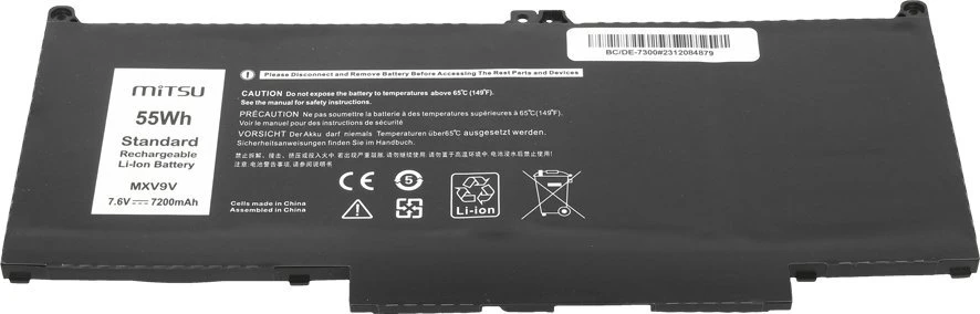 Mitsu Bateria MXV9V do Dell Latitude 5300 5310 7300 7400 7200 mAh (55 Wh) 7.6V (7.4V)