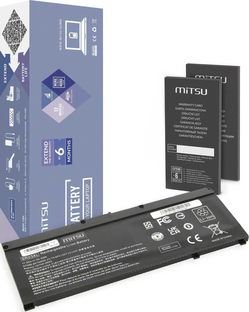 Bateria Mitsu Bateria SR03XL do HP Gaming 15 17 Omen 15-DC