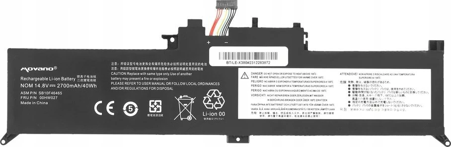 Movano „Lenovo ThinkPad Yoga 260 370 x380“ baterija 00hw027 01av434 - 2700 mAh (40 Wh)