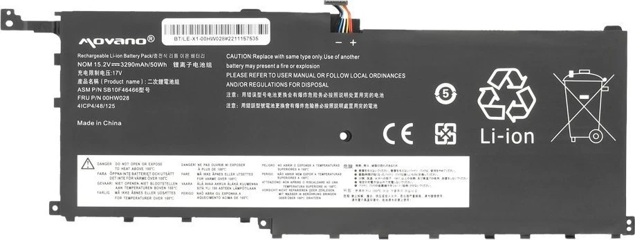 Movano „Lenovo X1 Carbon 20FB“ 00hw028 01av439 baterija - 3290 mAh (50 WH)