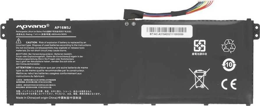 Bateria Movano Bateria AP16M5J do Acer Aspire 3 A314 A315 A317