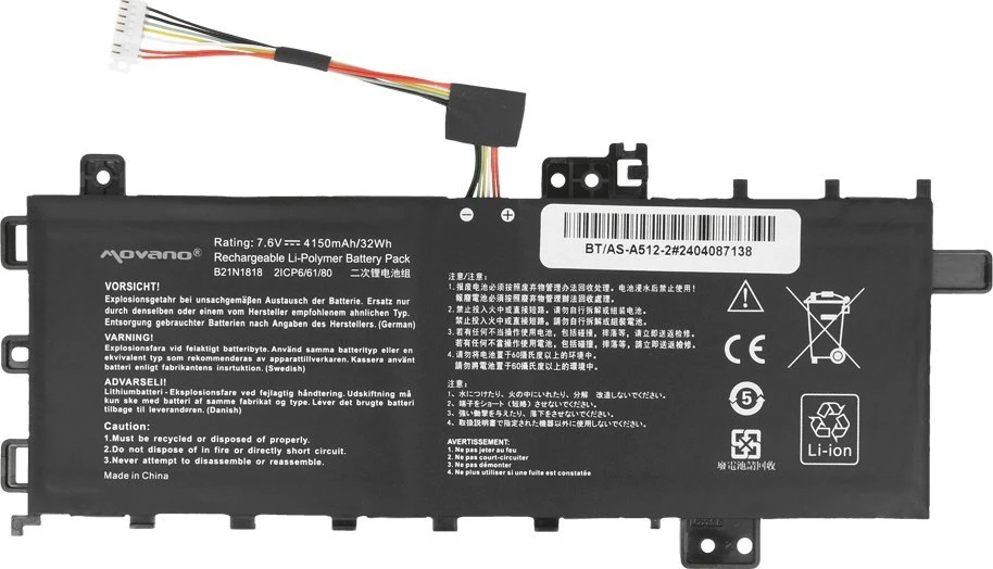 Movano „Asus VivoBook 15 A512 R512 X512“ b21n1818 baterija - 4150 mAh (32 Wh)