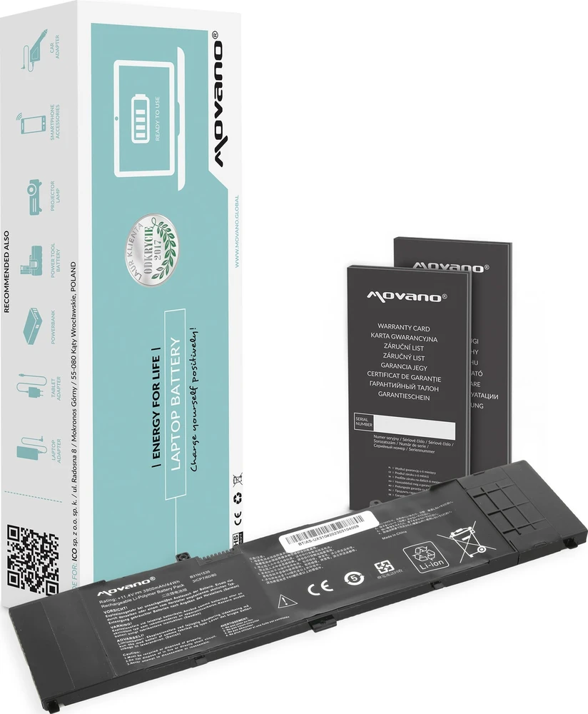 Movano Bateria b31n1535 do asus zenbook ux310ua ux410ua - 3900 mah (44 wh)