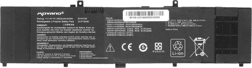 Movano Bateria b31n1535 do asus zenbook ux310ua ux410ua - 3900 mah (44 wh)